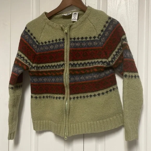 Vintage Paul Harris Nordic Fair Isle Shetland Wool Full Zip Sweater Sz S - Picture 1 of 16